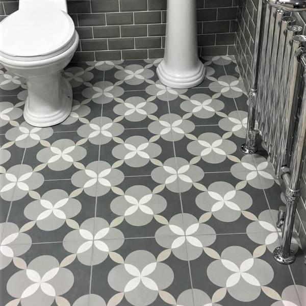 Patterned grey floor tile