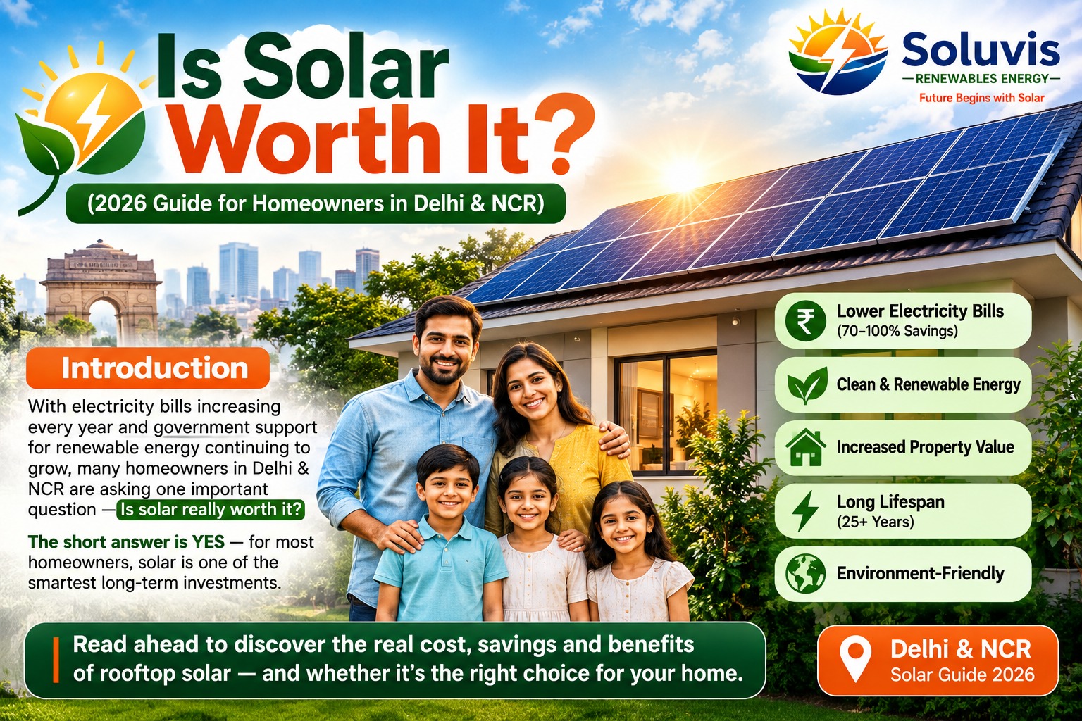 Is Solar Worth It? (2026 Guide for Homeowners in Delhi & NCR) | Soluvis Energy