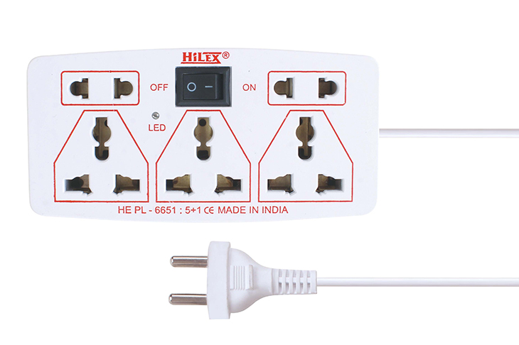 3.6 Mtrs. Copper Wire 2 - 3 Pin Socket Extension cord, HEPL-6651