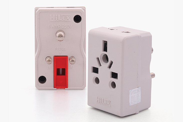6 AMP white color multi Plug, HEPL-6617