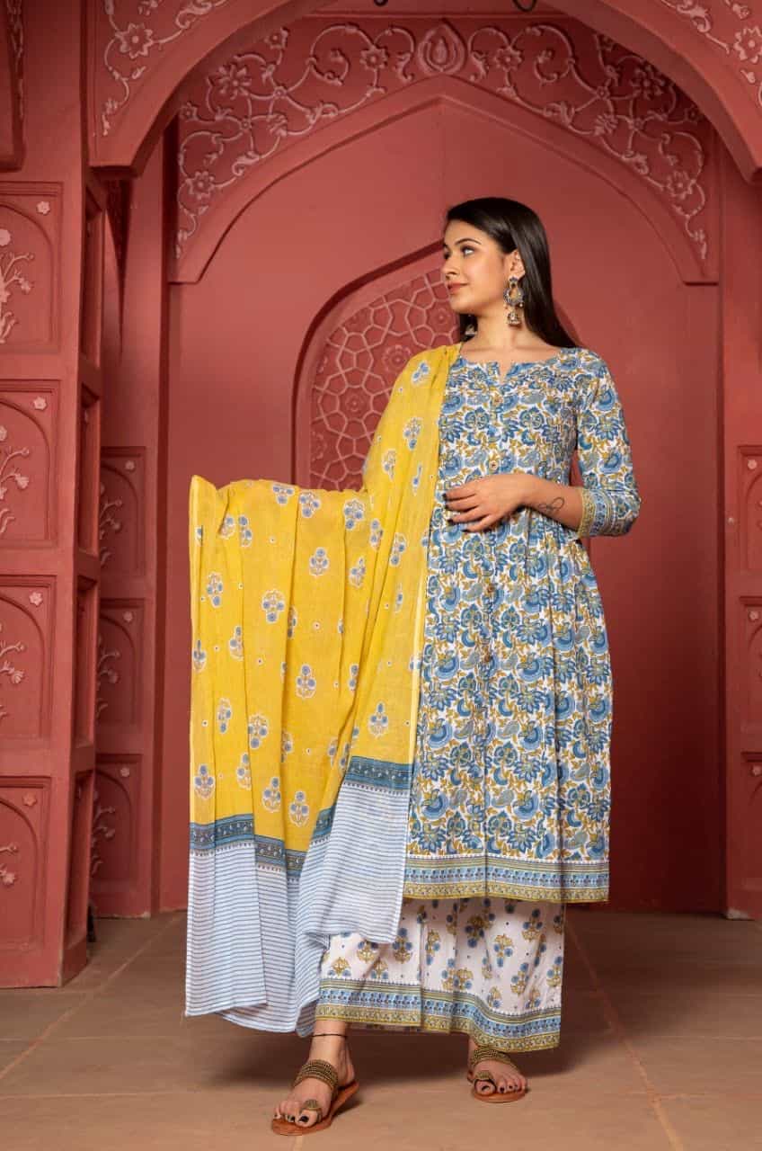 BLUE 3 PIECE KURTI SET