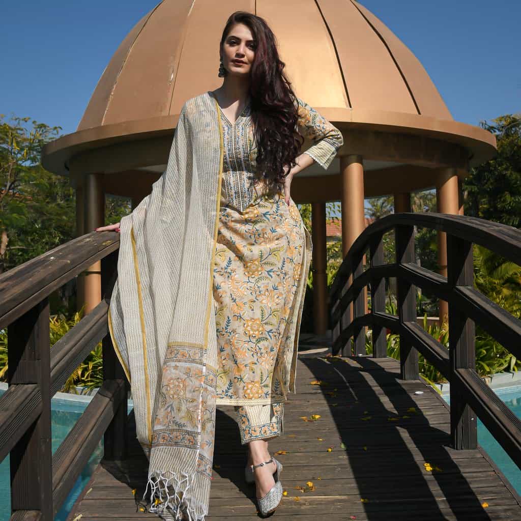 Cotton Beige Suit Set