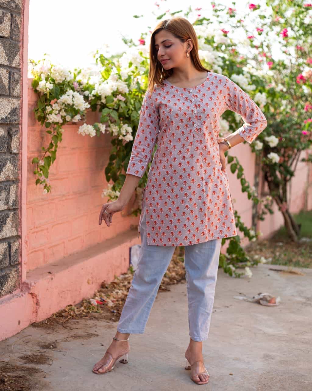 PURE COTTON FLORAL PRINTED KURTI
