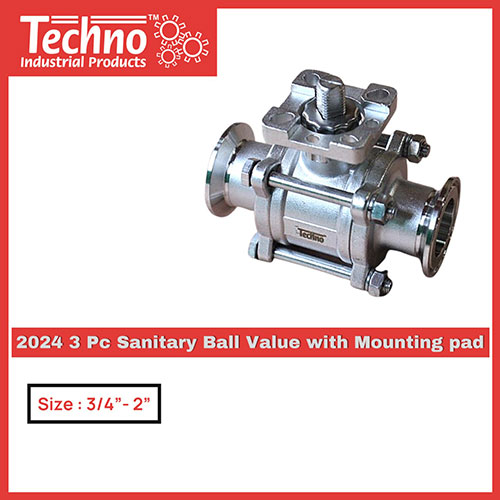 2024 3 Pc Sanitary Ball Valve With Mounting Pad 