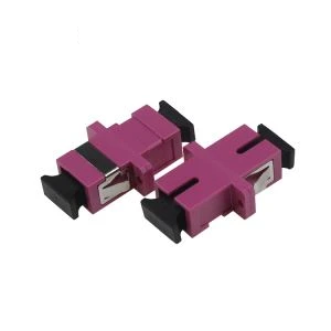 10G Multimode OM4 Fiber Coupler SC PC Simplex With Flange Plastic Violet