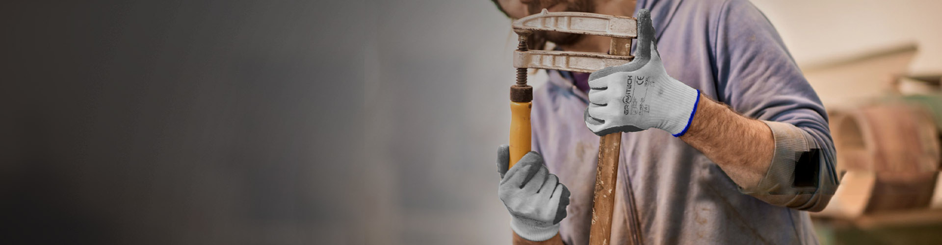 Nitrile Palm Coated Grey on White Gloves