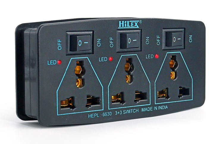 6 AMP 220 V multi plug,HEPL-6630 3+3