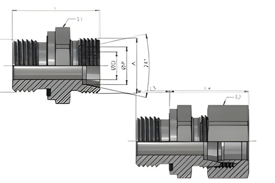 GE-M-Male metric thread 24° cone end