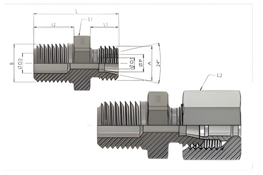 GE-R (BSPT) Male stud connector Male short BSPT taper thread (DIN 3852-2, type C)  / 24ÃÂ° cone end