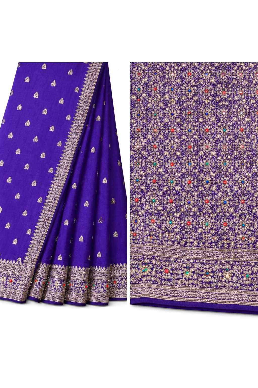Royal Blue Dola Silk Saree with Intricate Katdana and Stone Work
