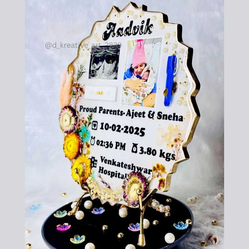 Customized Baby Birth Detail Resin Frame