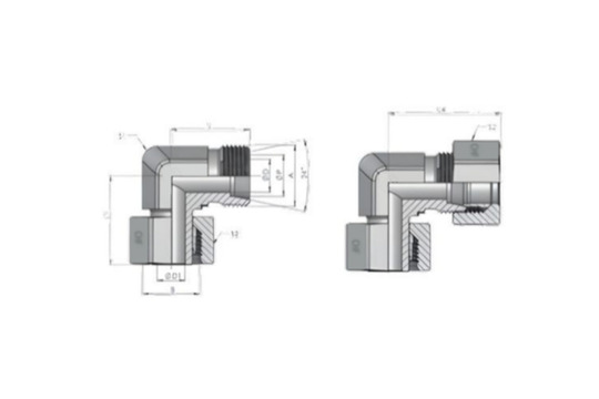 EW-Swivel nut elbow 24 cone end