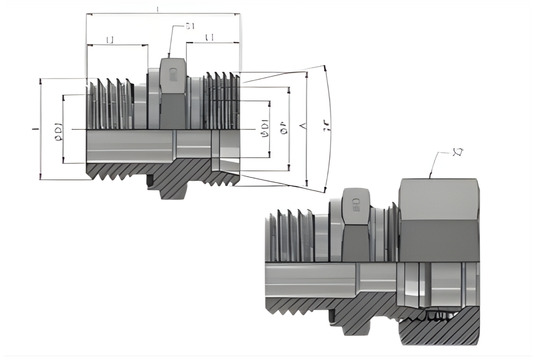GE-R-ED-Male Stud Connector Male BSPP Thread ED-seal (ISO 1179) / 24 Cone end