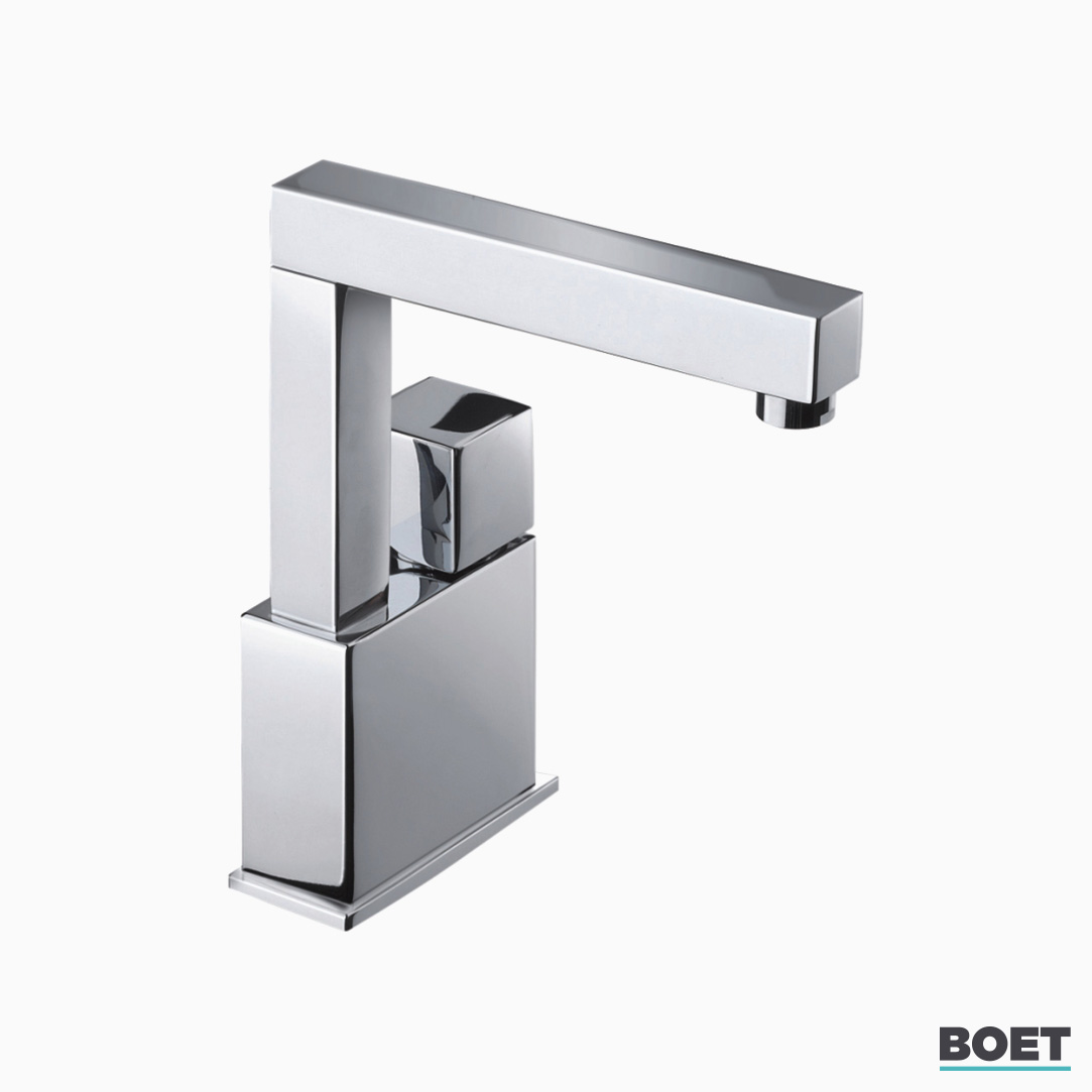 Basin mixer tap with rotating spout