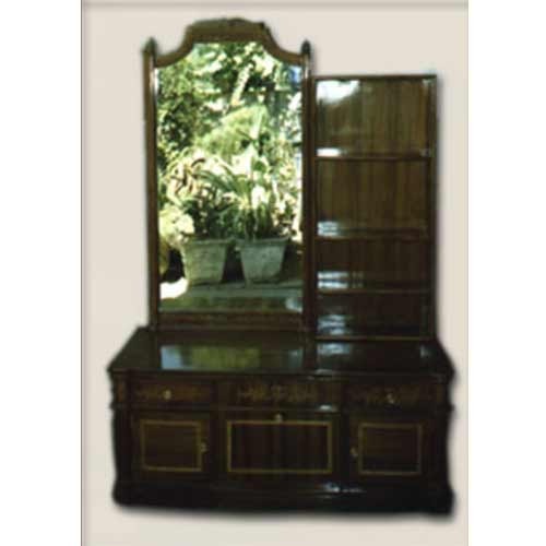 Rosewood Dressing Table with Carved Details and Glass Top - Dressing Tables  - Furniture