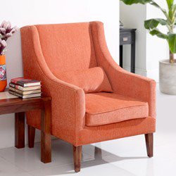 Simone Fabric Wing Chair-Peach