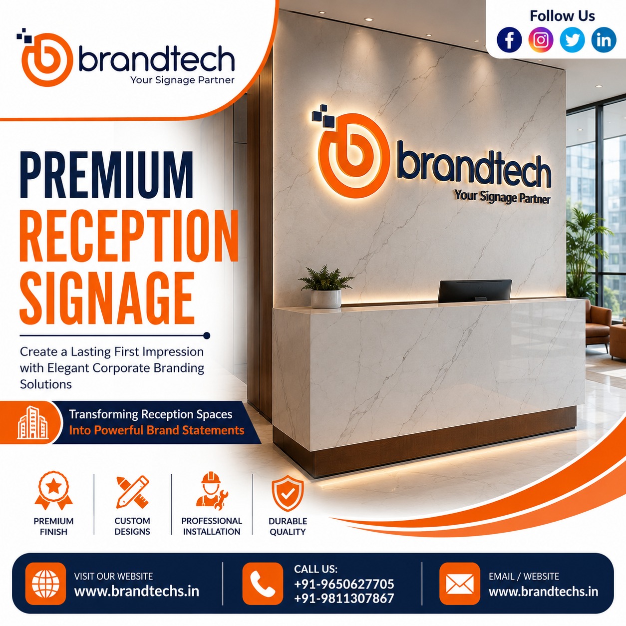 Reception Signage Company in Delhi NCR | Brandtech