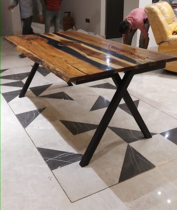 Epoxy resin live edge dining table