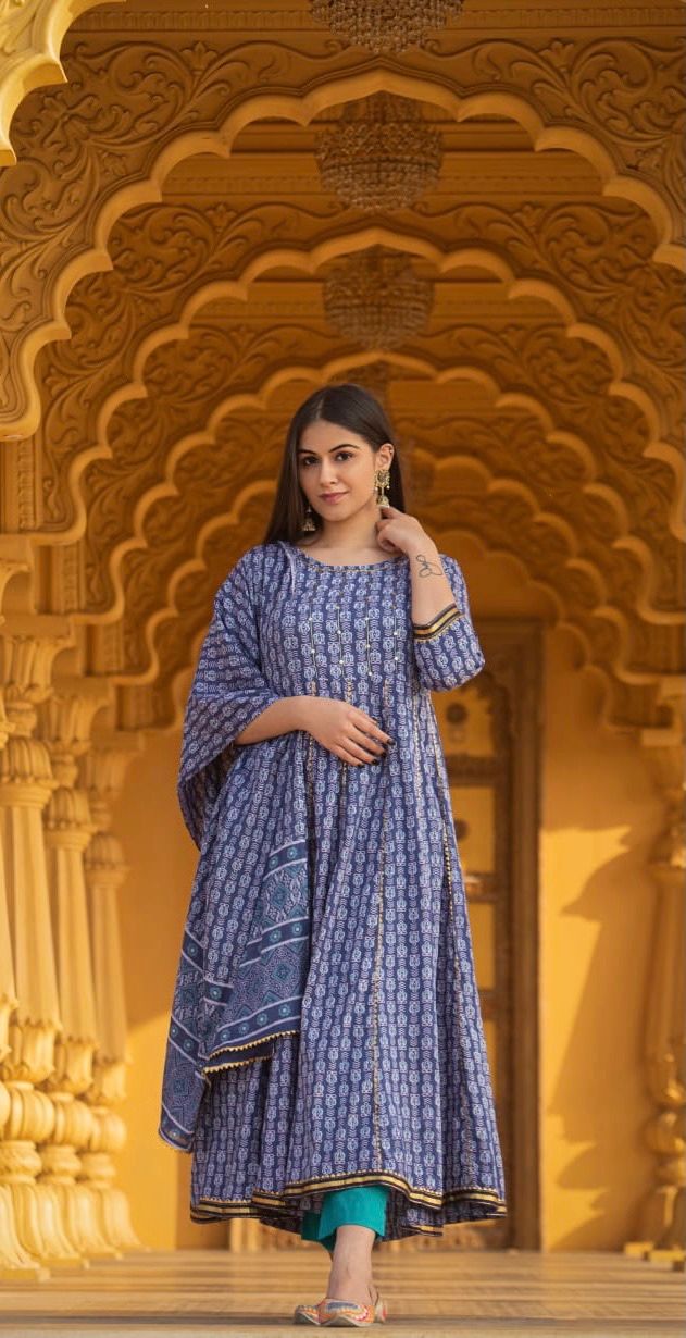 Blue Anarkali Suit Set