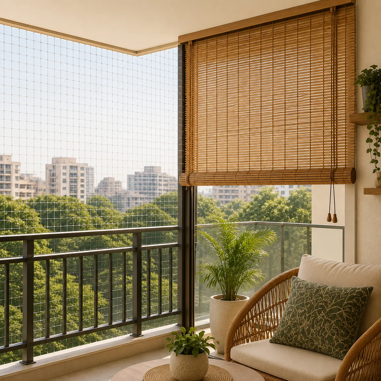 Window Safety Nets & Bamboo Blinds